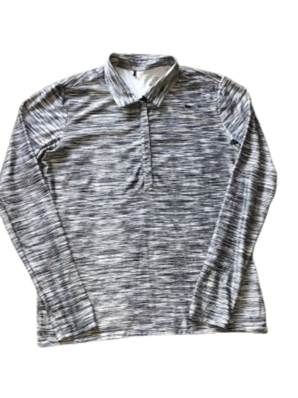 Men's Nike Golf Tour Performance Long Sleeve Athletic Polo Gray Space Dye Medium